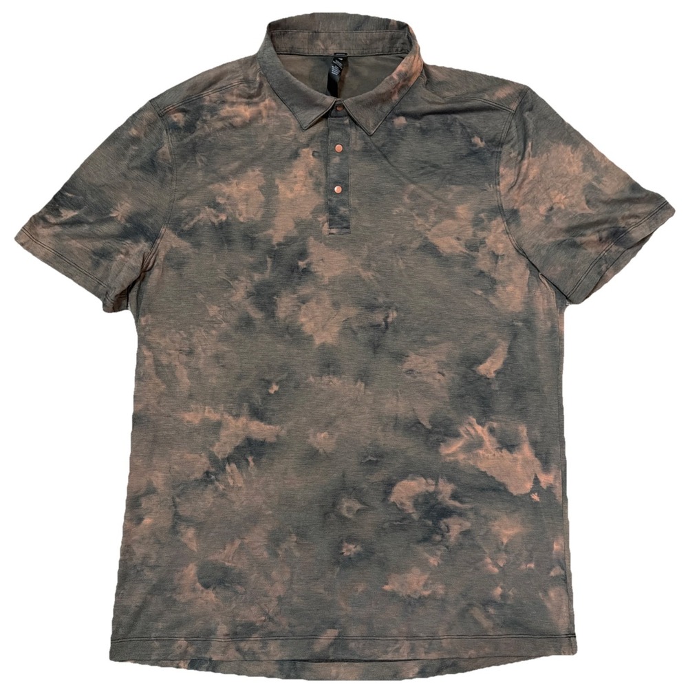 Lululemon‎ Polo Shirt Mens Large Evolution Diamond Dye Sedona Sunset Graphite